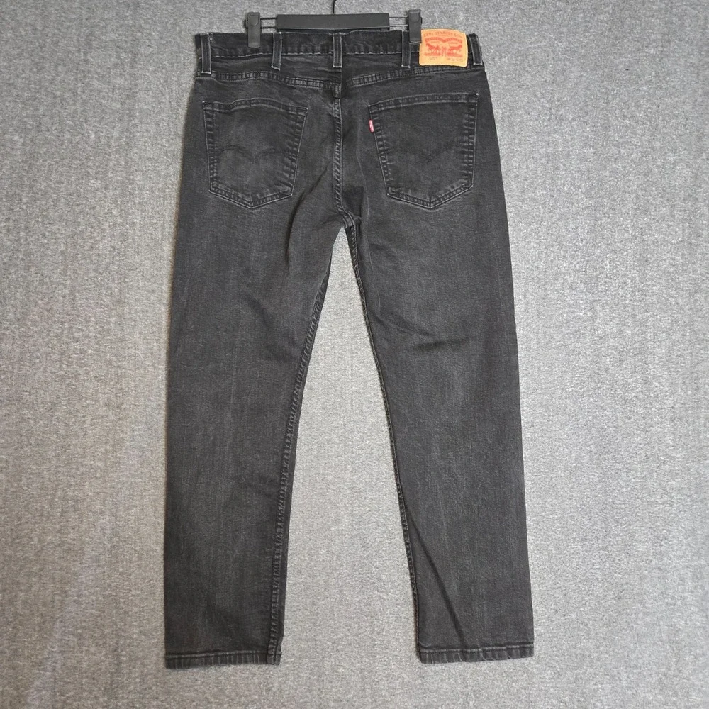 Levi 502 Jeans Mens Tag 38x32 (‎ Meas 36x28) Black Dark Wash Denim Pants Tapered